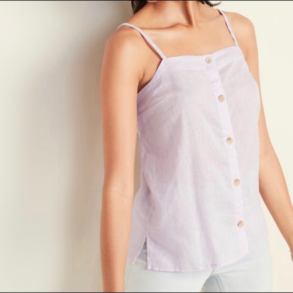 Old Navy Purple Linen Button Tank Top
